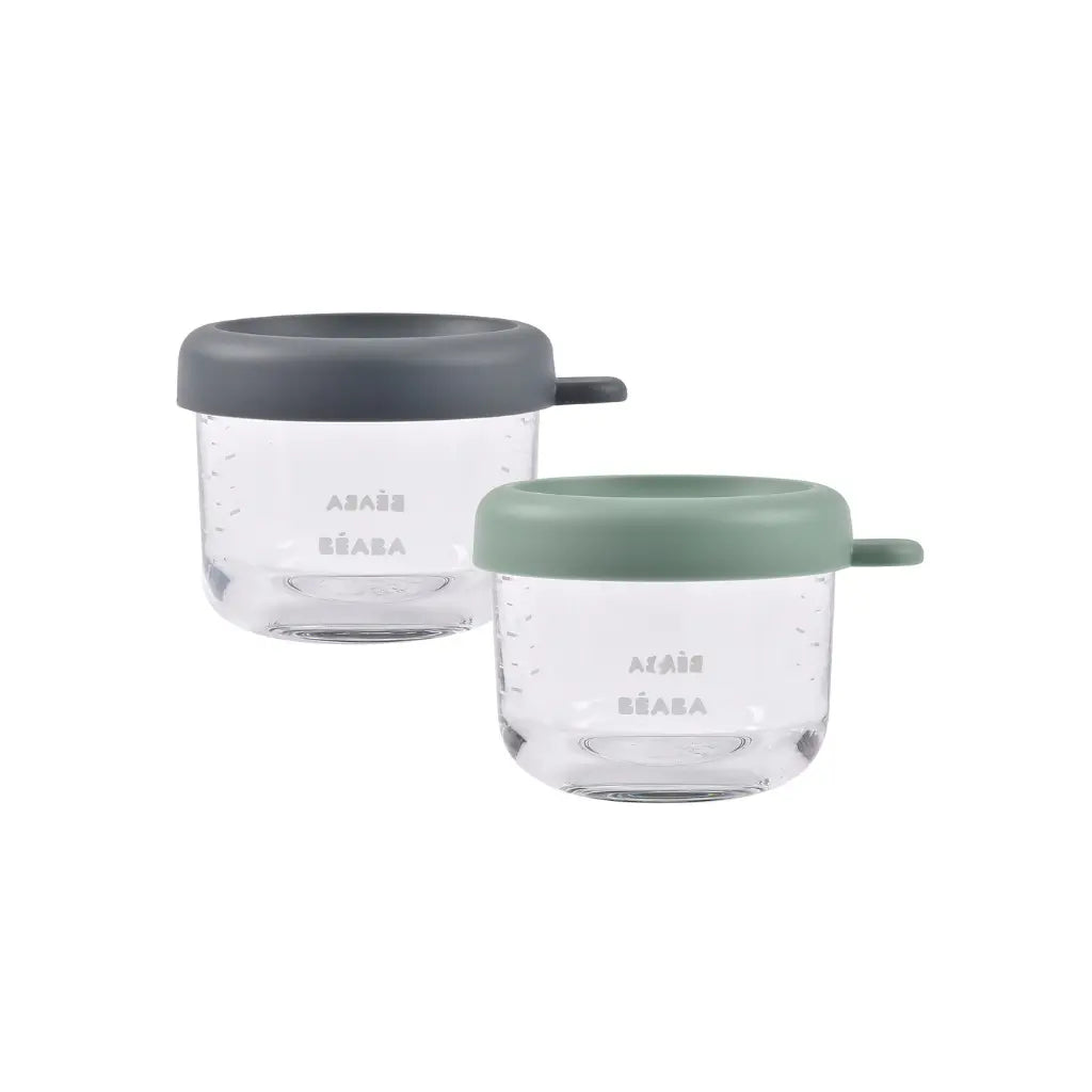 Béaba Pot de conservation Mineral/Sage Green 150 ml - 2 pièces