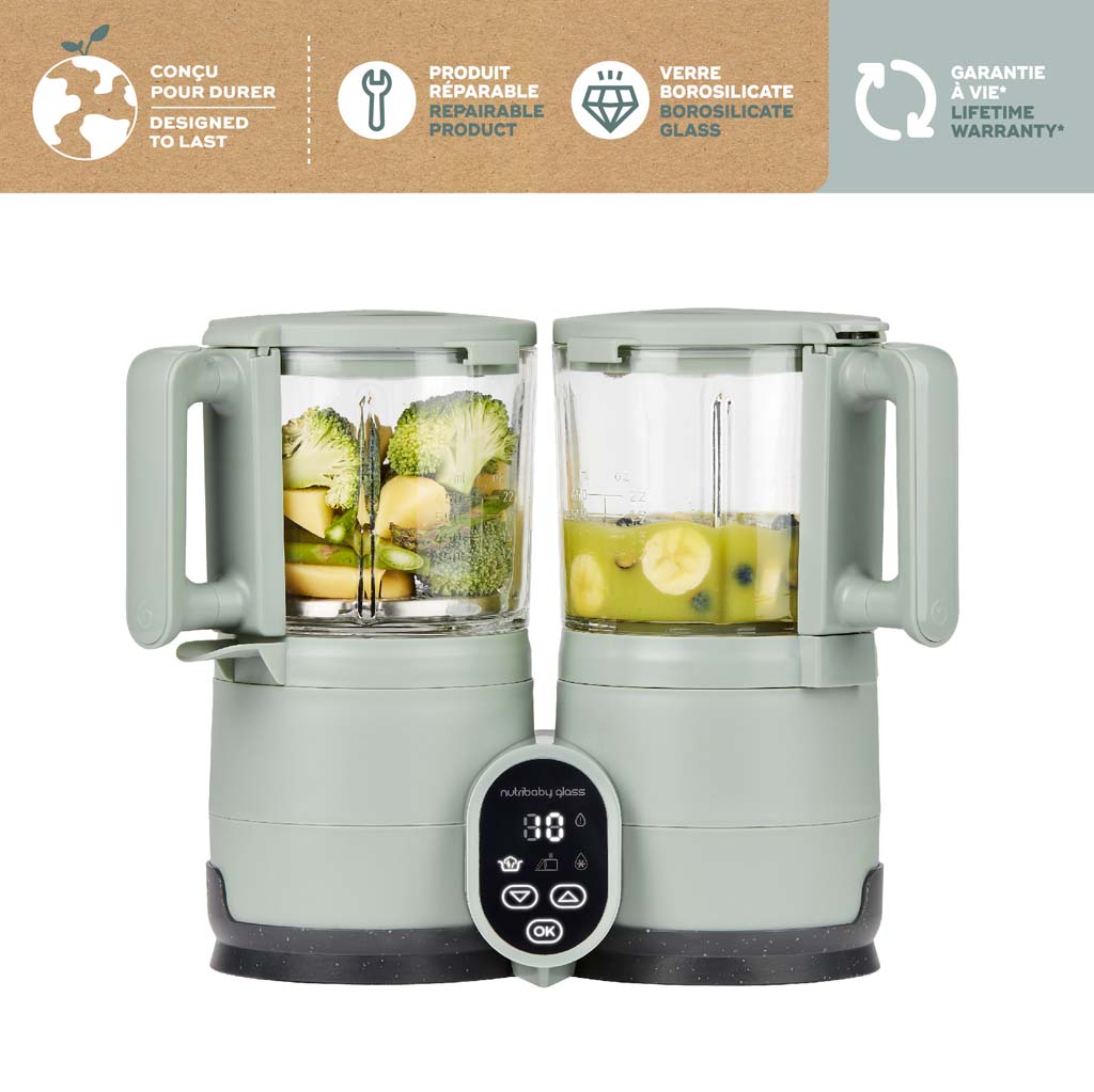 Babymoov Cuiseur vapeur-mixeur 4-en-1 Nutribaby Glass Celadon Green