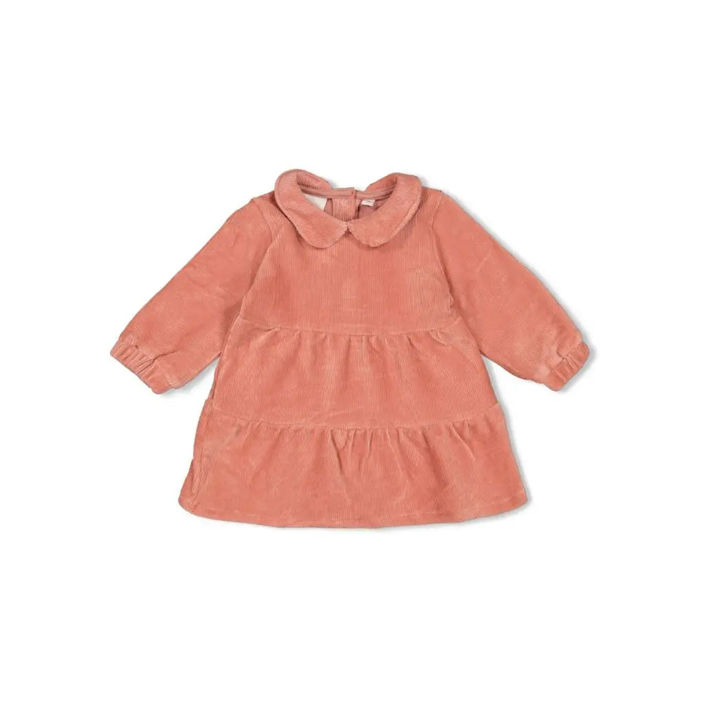 Feetje Jurk velours rib - Woodland Bloom Mauve Meisje