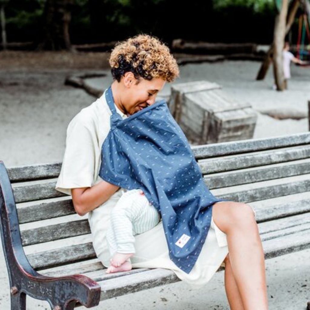 Baby on the Move Châle/écharpe d'allaitement bleu/écru