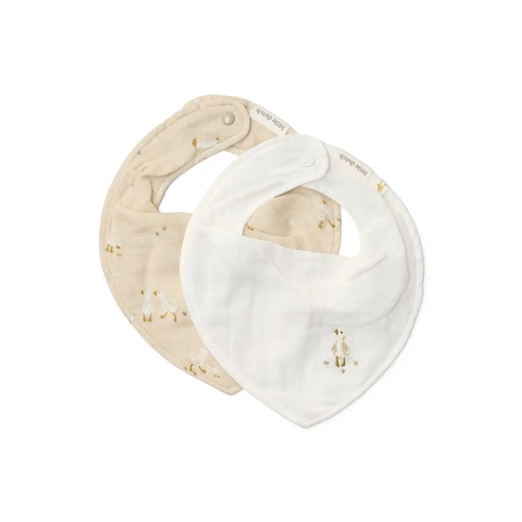 Little Dutch Bandana slab Newborn Naturals Little Goose wit - 2 stuks