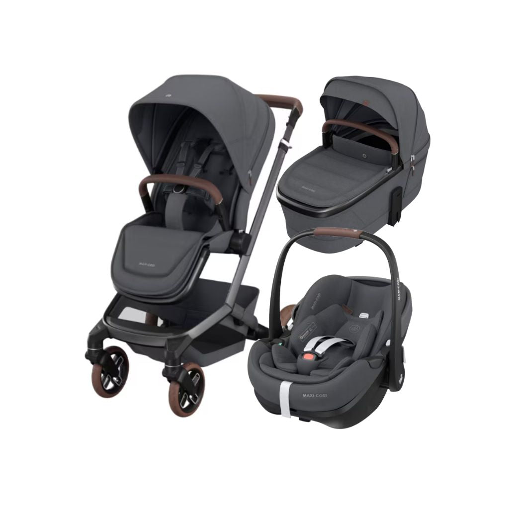 Maxi-Cosi Kinderwagen 4-in-1 Fame Twillic Graphite + draagmand + Autostoel Pebble 360 pro 2 + basis Familyfix 360 Pro