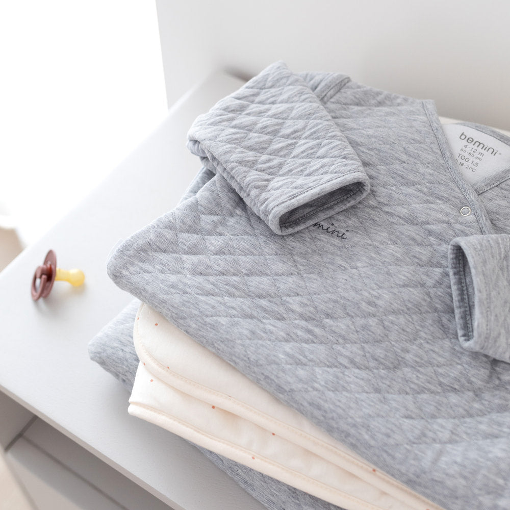 Bemini Slaapzak middenseizoen Magic Bag Pady Quilted Jersey grijs 70 cm