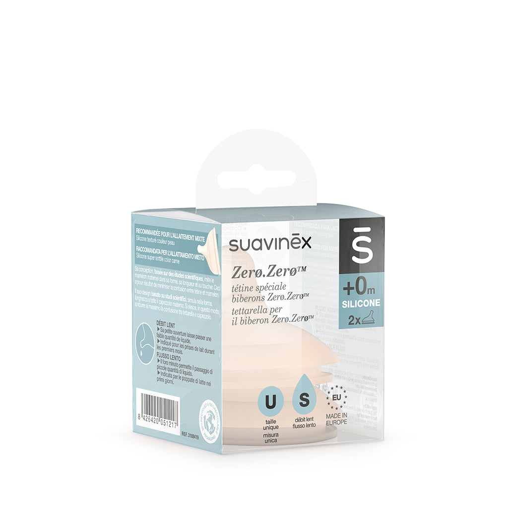 Suavinex Tétine anticolique Zerø.Zerø Débit rapide 0m+ Fair - 2 pièces