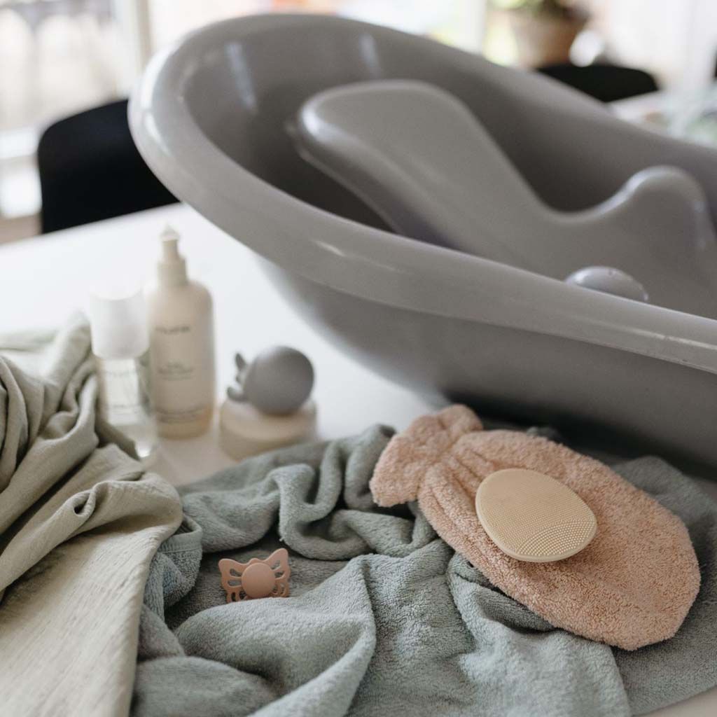 Mushie Brosse pour bébé en silicone Blush/Shifting Sand - 2 pièces