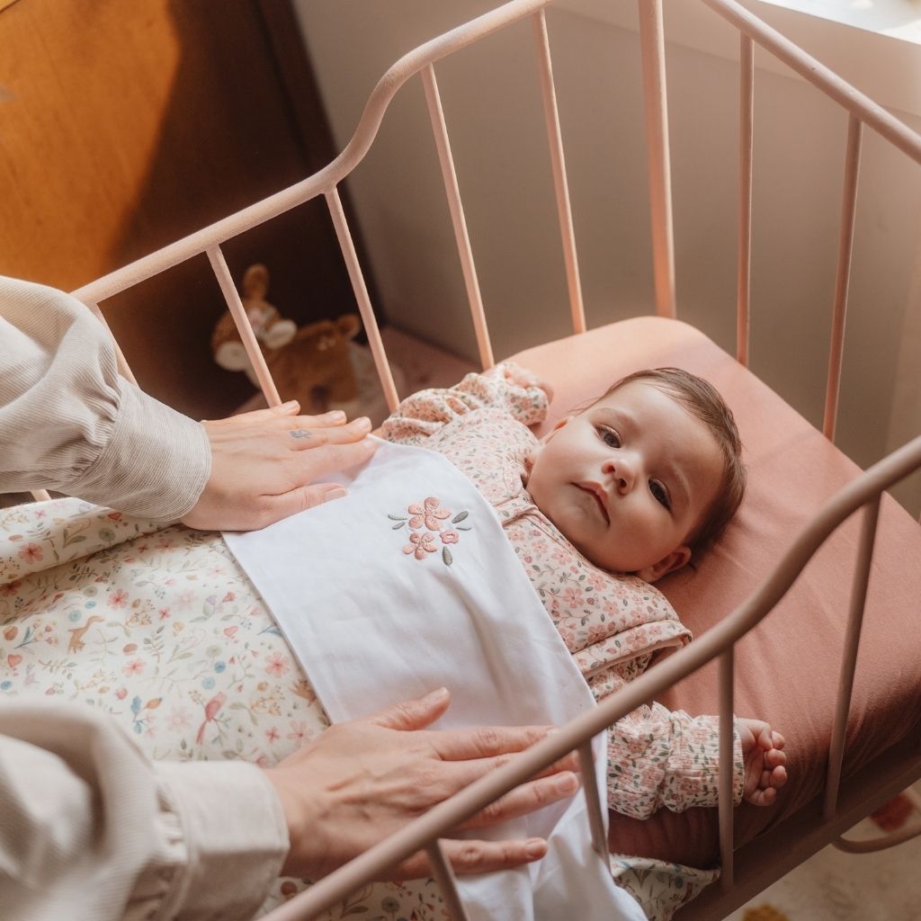 Little Dutch Laken voor wieg of park Fairy Flowers wit biokatoen B 70 x L 100 cm