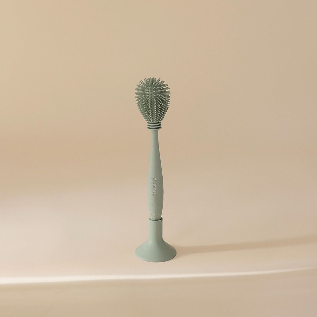 Mushie Flessenborstel siliconen Cambridge Blue