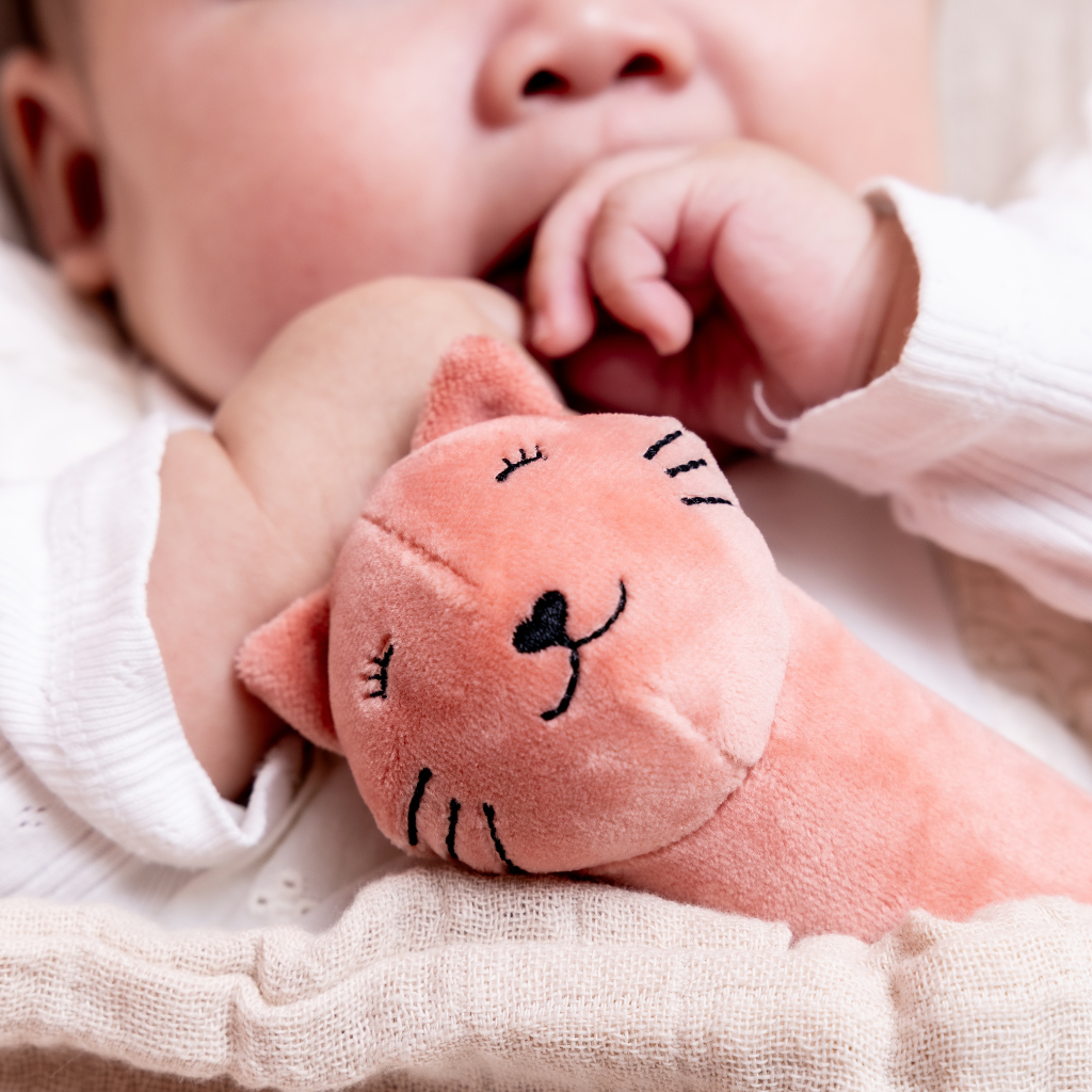 Trixie Baby Hochet à presser Mrs. Cat rose