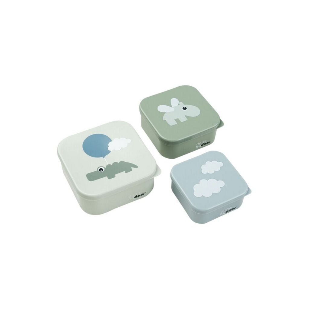 Done by Deer Boîte à snacks Happy Clouds Green - 3 pièces