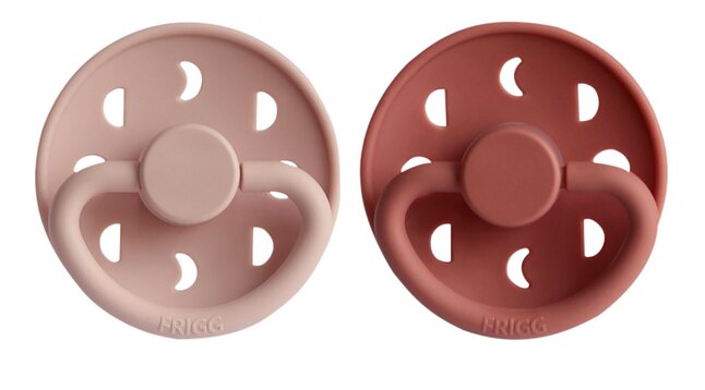 FRIGG Fopspeen 6 - 18 maanden Moon silicone  Blush/Powder Blush - 2 stuks