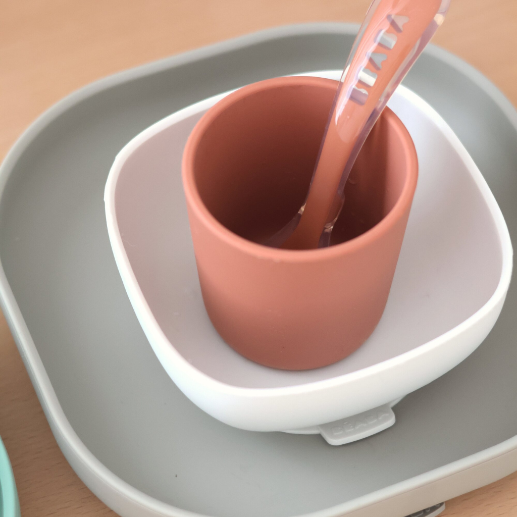 Béaba Set repas 4 pièces silicone Terracotta