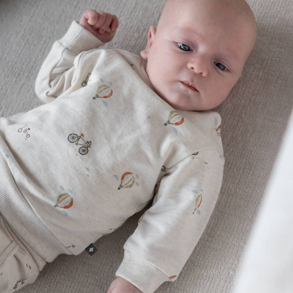 Feetje Sweater AOP - Mini Adventure m 68 Offwhite Melange Jongens