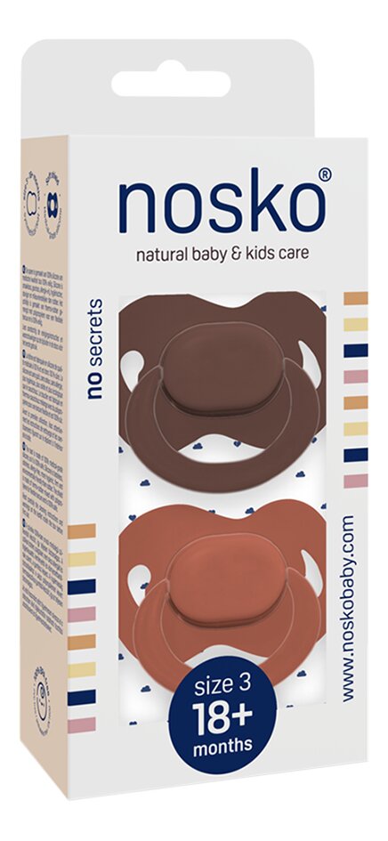 nosko Fopspeen + 18 maanden Chocolate/Brick - 2 stuks