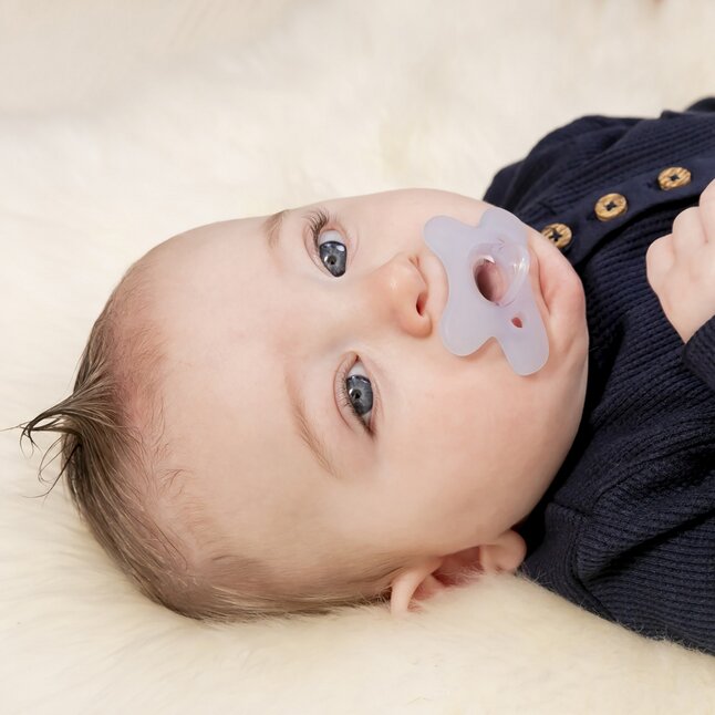 Difrax Sucette + 0 mois Natural Pure Collection bleu/gris