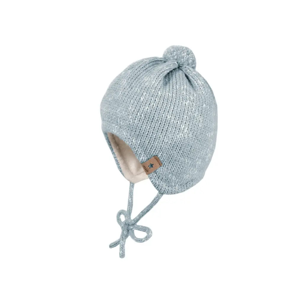 Maximo Muts met oorbescherming fleece in ponpon blauw