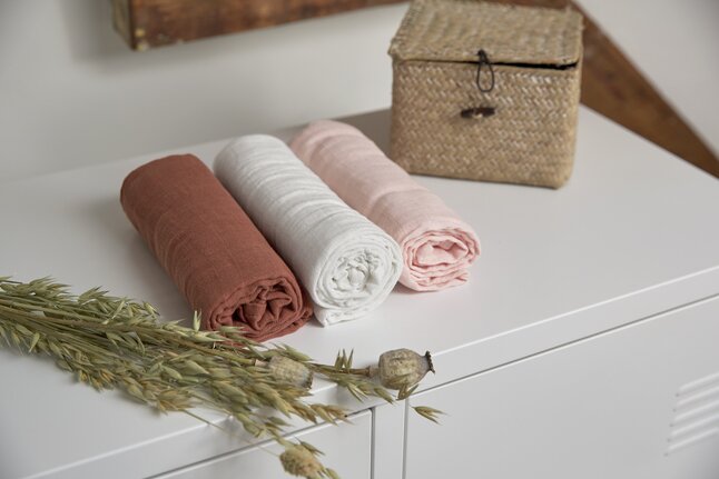 Lässig Tetradoek Large Powder Pink/Milk/Rust - 3 stuks