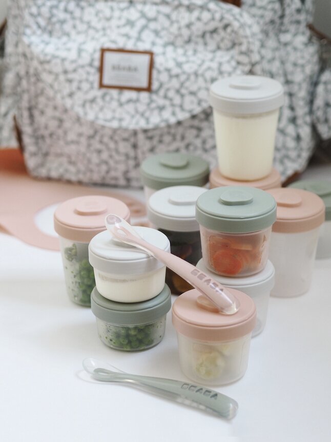 Béaba Pot de conservation Eucalyptus + 2 cuillières en silicone - 12 pièces