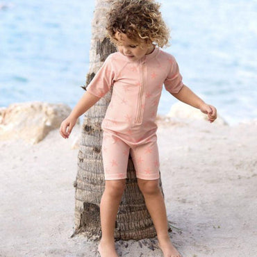 Lässig Zwempak Sunsuit korte mouw Starfish Peach 13-18 maanden maat 86