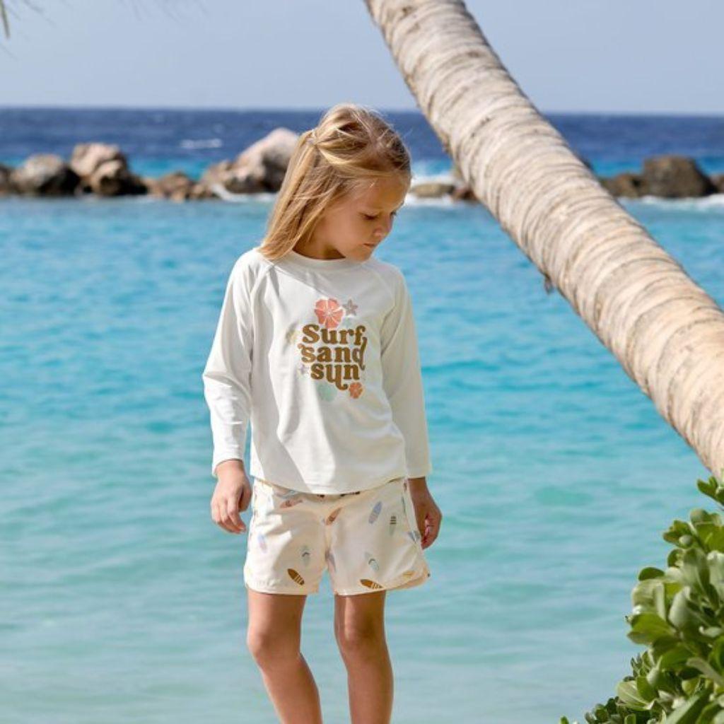 Lässig T-shirt longues manches Rashguard Flowers Sea Salt 13-18 mois taille 86