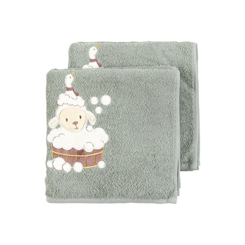 Dreambee Serviette Jules & Odette vert doux Lg 50 x L 100 cm - 2 pièces