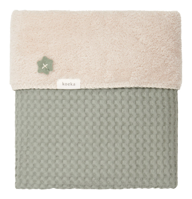 Couverture Koeka pour berceau ou parc Oslo Shadow Green/Soft Sand Teddy