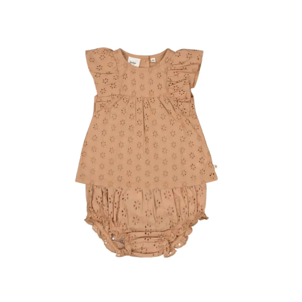 Feetje Jurk + slip broderie Summer Woven m 62 Brown Meisjes