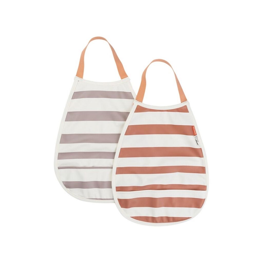 Done by Deer Bavoir pull over Stripes Papaya/Powder - 2 pièces