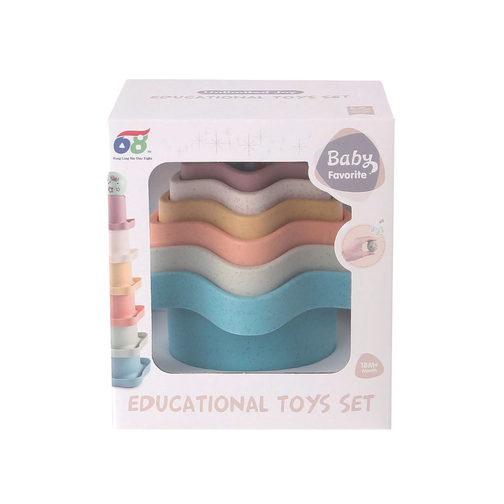 Baby's favorite Gobelets empilables en forme d’étoile avec 1 balle - 6 pièces