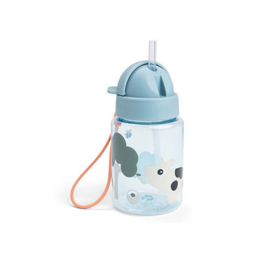 Done By Deer Drinkfles met rietje Playground Tiny Farm blauw 280 ml