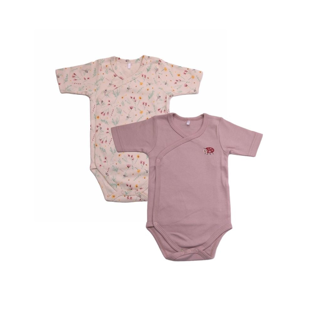 Dreambee Body met overslag en korte mouwen Oscar roze - 2 stuks