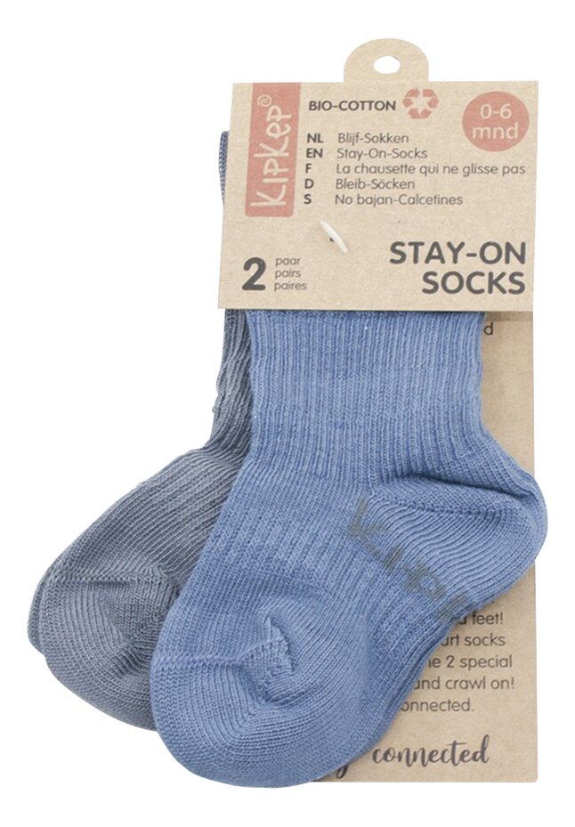 KipKep Blijf-Sokken Denim Blue - 2 stuks
