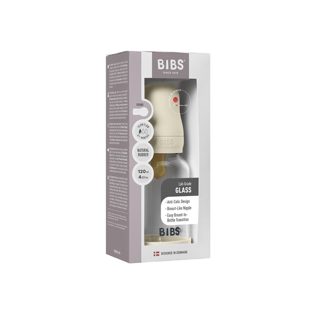 Bibs Zuigfles Glas 120 ml volledige set