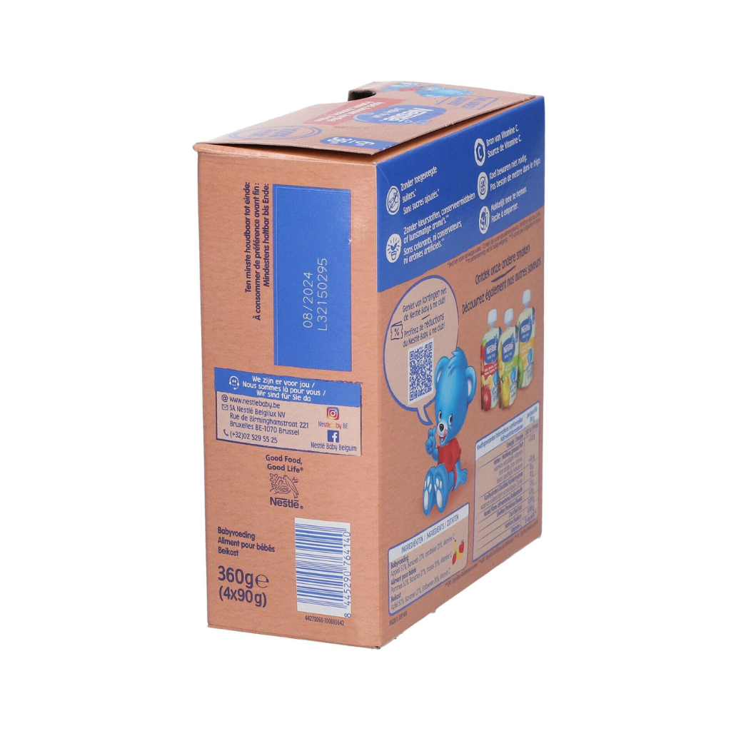 Nestle Compote BABY FRUIT Appel Banaan Aardbei 90g - 4 stuks