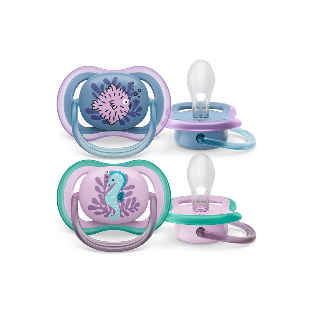 Philips AVENT Fopspeen + 6 maanden Ultra Air zeepaard, vis - 2 stuks