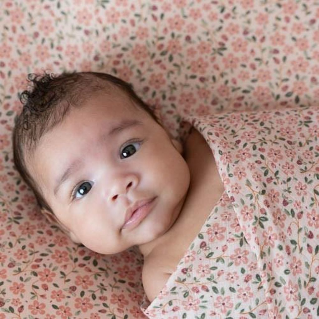 Little Dutch Hoeslaken Fairy Floral roze biokatoen B 60 x L 120 cm