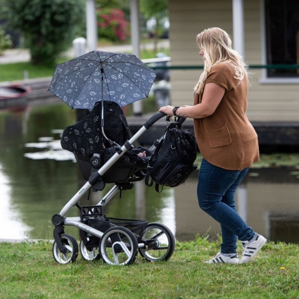 Dooky Parasol Romantic Leaves zwart