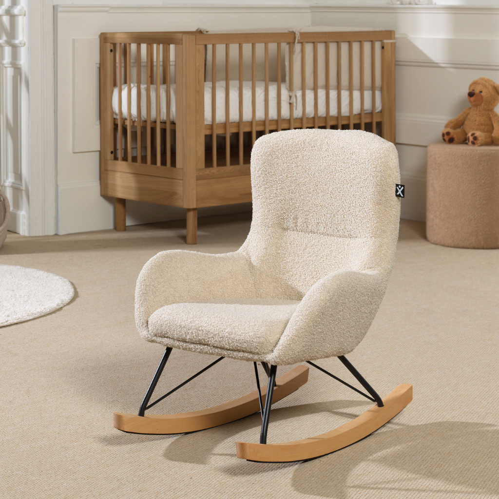 JAXX Fauteuil à bascule Mini Davies Beige Bouclé