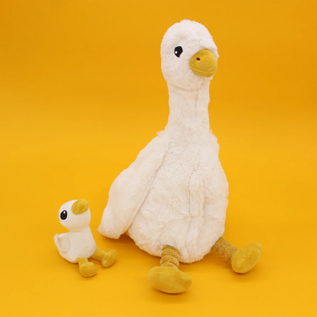 Les Déglingos Peluche Jébongou oie Maman et Bébé blanche Ptipotos