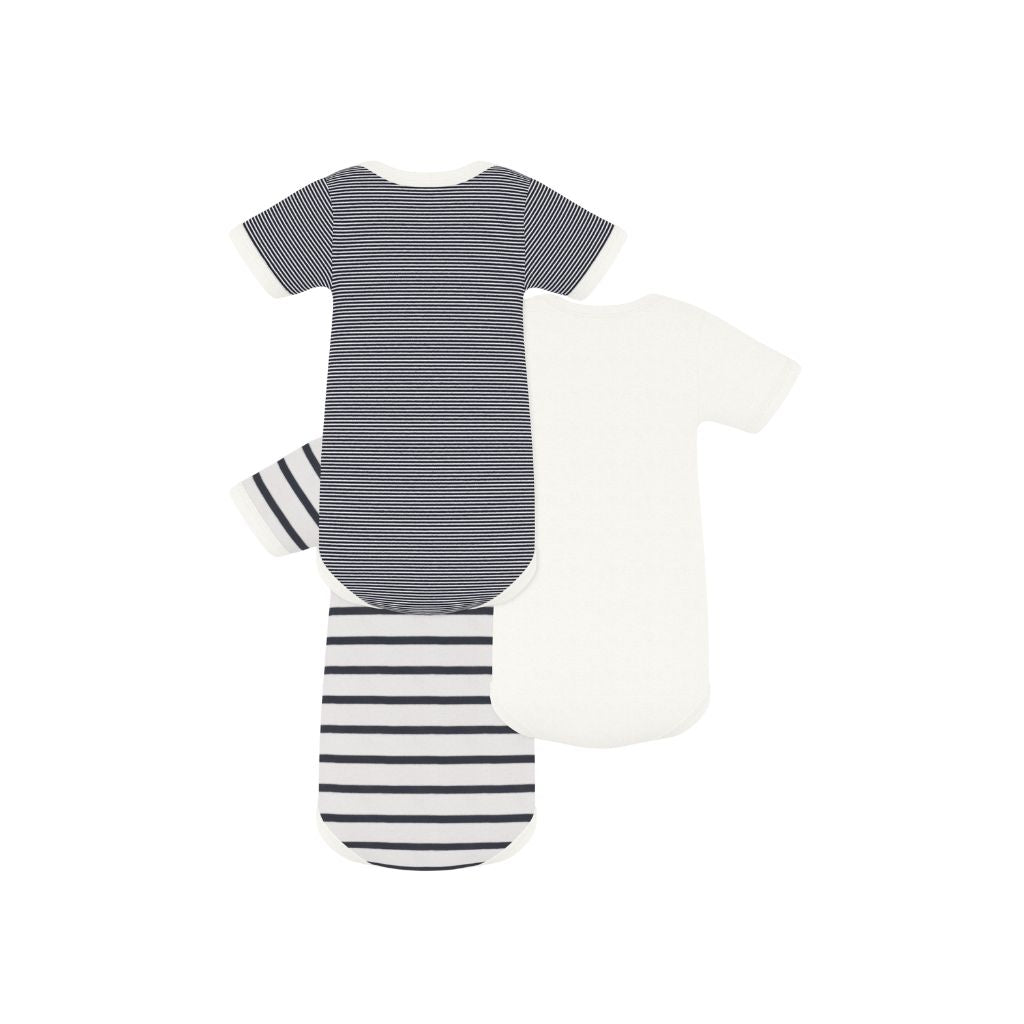 Petit Bateau Body met korte mouwen Strepen - 3 stuks