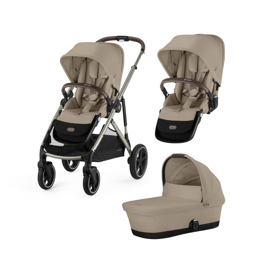 Cybex Poussette Gazelle S Taupe + nacelle + siège supplémentaire