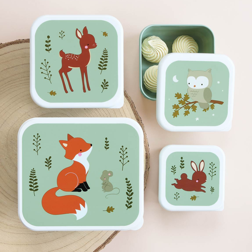 A little lovely company Lunch & Snack Box Set Forest Friends - 4 stuks