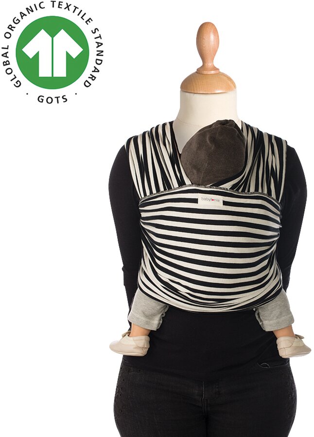 Babylonia Rekbare draagdoek Tricot-Slen Design Stripes Black/White