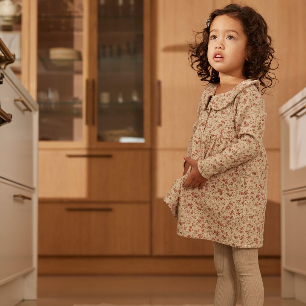 Dirkje Jurk bloem Beige grey meisje