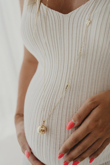 Bola Set met zwangerschapsbelletje en armband Natuursteen