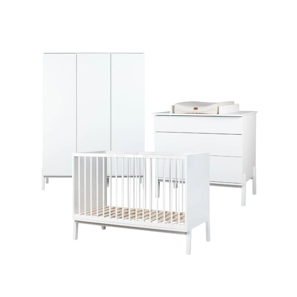 Quax 3-delige babykamer (bed L 120 x B 60 cm + commode met verlengstuk + kast met 3 deuren) Ashi Cream