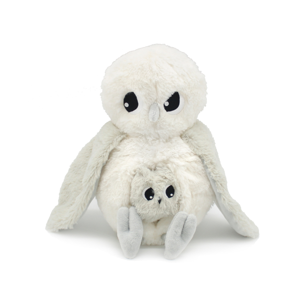 Les Déglingos Knuffel Coucou Polar Owl Mum & Baby Offwhite/Light Grey Ptipotos