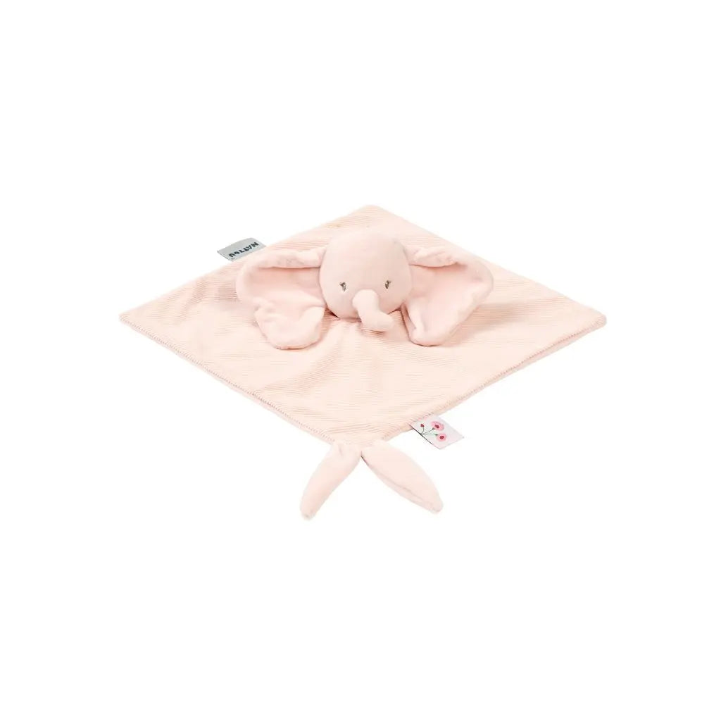 Nattou Doudou éléphant en velours côtelé rose