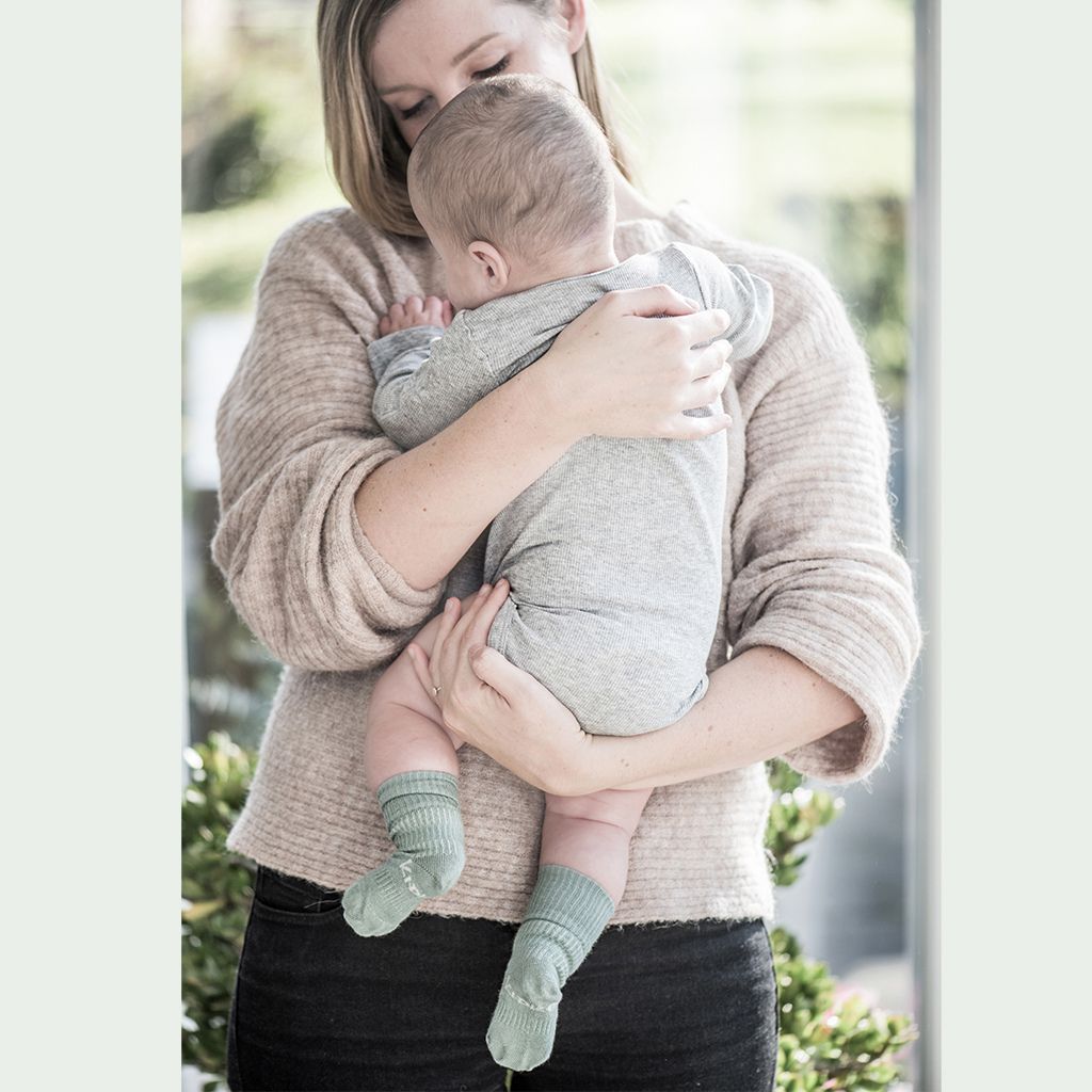 KipKep Blijf sokken 2 paar, m 0-6, calming green, Uniseks