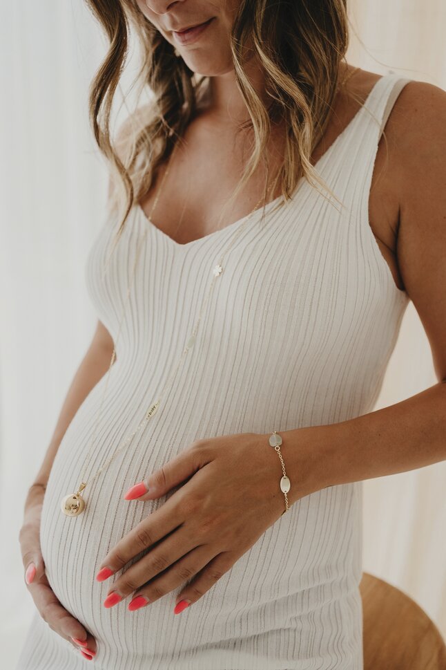 Bola Set grelot de grossesse et bracelet pierre naturelle