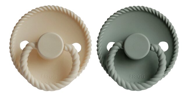 FRIGG Fopspeen 6 - 18 maanden Rope silicone Cream/Sage - 2 stuks